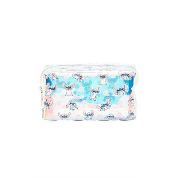 Disney X Skinnydip Stitch Holographic Makeup Bag With Zipper Closure